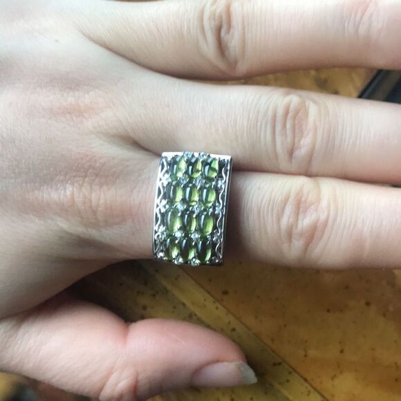 Natural Vesuvianite Idocrase Sterling Silver Ring Size 9 - Picture 2 of 7